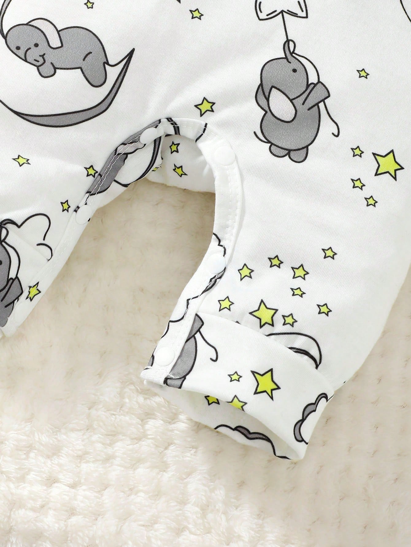 2pcs Baby Boys' Cute Cartoon Elephant Pattern Embroidery Long Sleeve Jumpsuit With Hat
