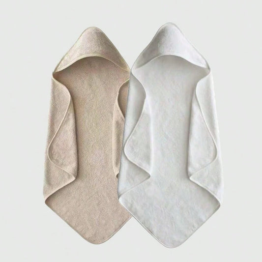 2pcs Baby Hooded Bath Towel, Super Soft Coral Fleece Absorbent Children's Solid Color Bathrobe, Newborn Baby Autumn/Winter Bath Cloak Robe, Machine Washable- Perfect Gift For Baby Shower