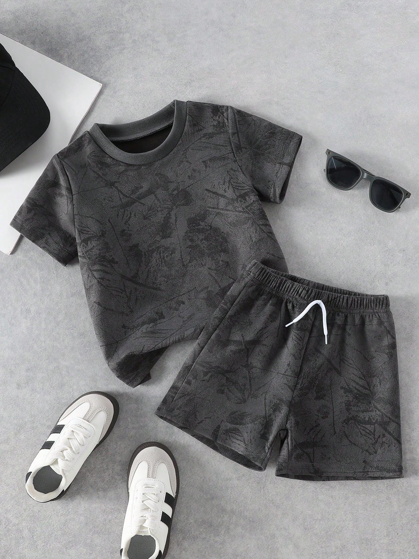 2pcs Baby/Toddler Casual Solid Color T-Shirt + Shorts Set, Suitable For Daily Wear, School, Travel, Outdoor Play, Summer Season Baby Boy