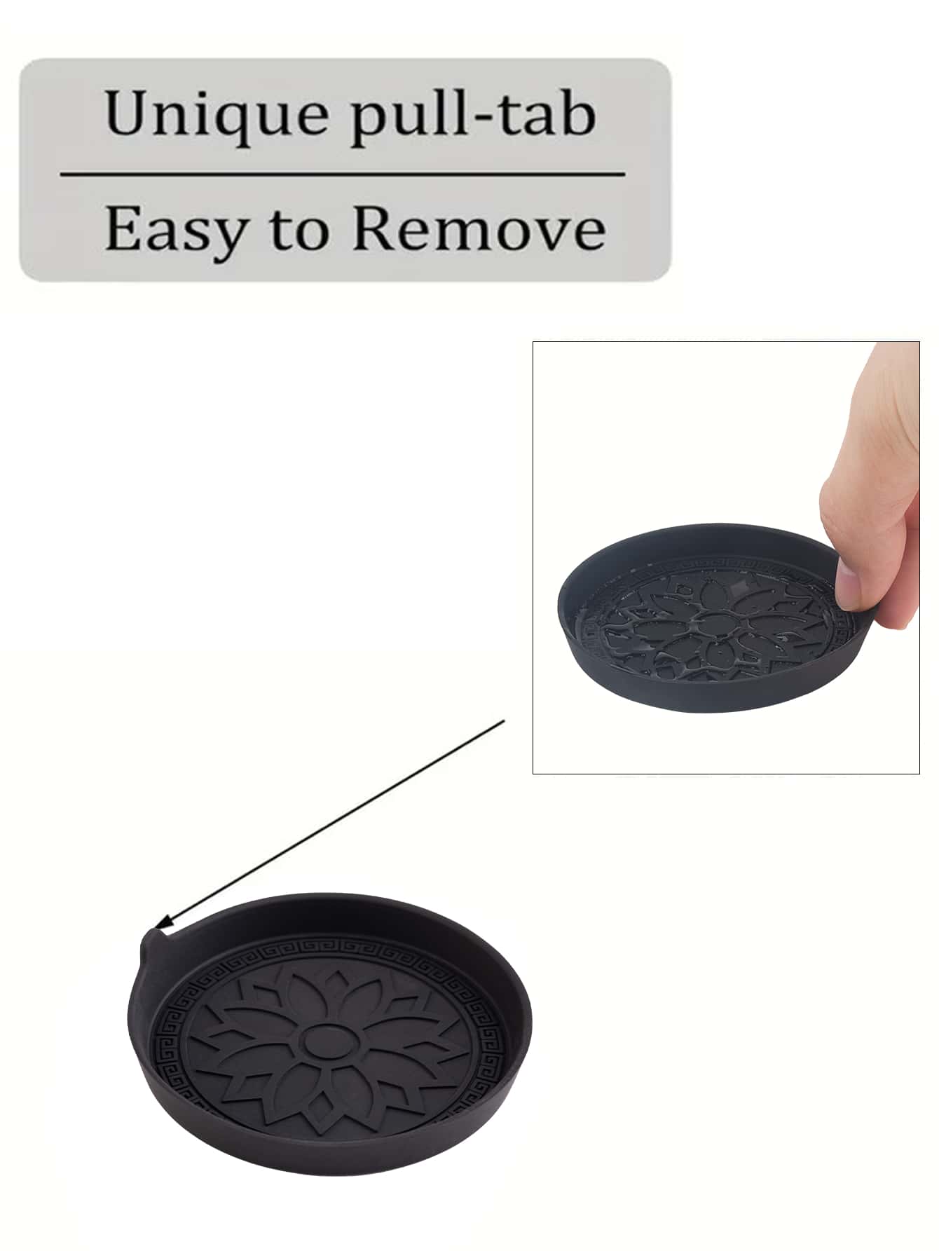 2pcs Black Round 3d Pattern Silicone Non-slip Cup Holder Coaster For Car With Water & Dust Resistant Features- Suitable For Toyota Cars
