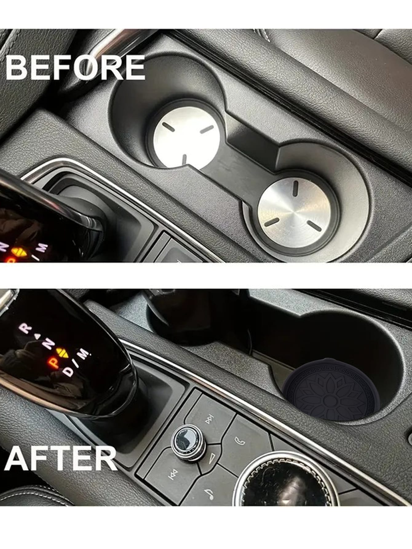 2pcs Black Round 3d Pattern Silicone Non-slip Cup Holder Coaster For Car With Water & Dust Resistant Features- Suitable For Toyota Cars