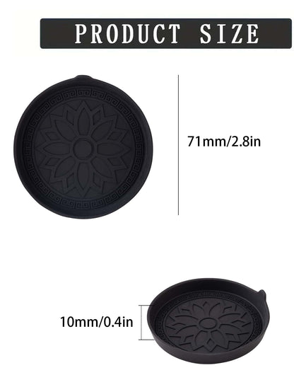 2pcs Black Round 3d Pattern Silicone Non-slip Cup Holder Coaster For Car With Water & Dust Resistant Features- Suitable For Toyota Cars