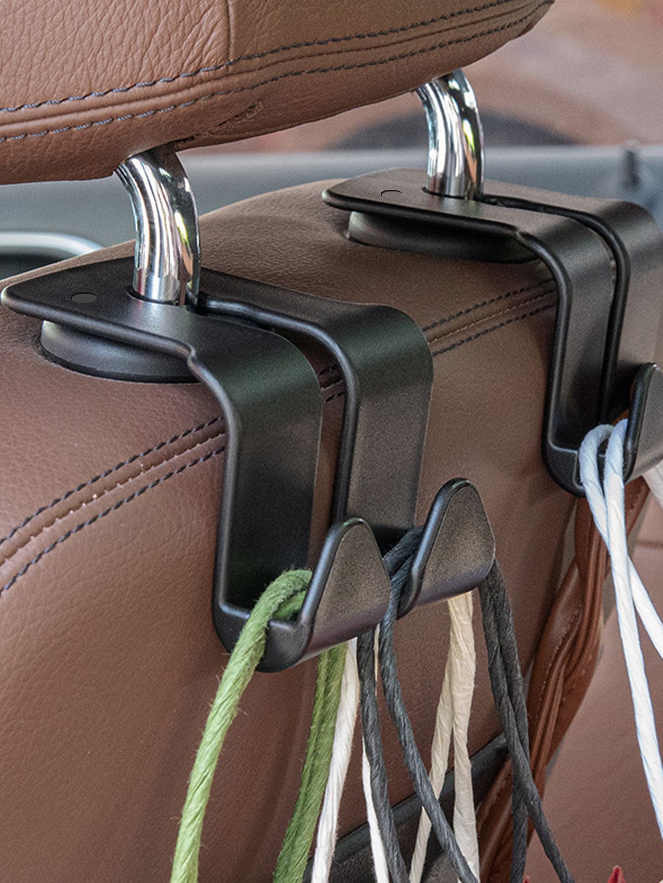 2pcs Car Back Seat Headrest Hook For Hanging Bag, Universal Vehicle Auto Multi-purpose Dual Hooks