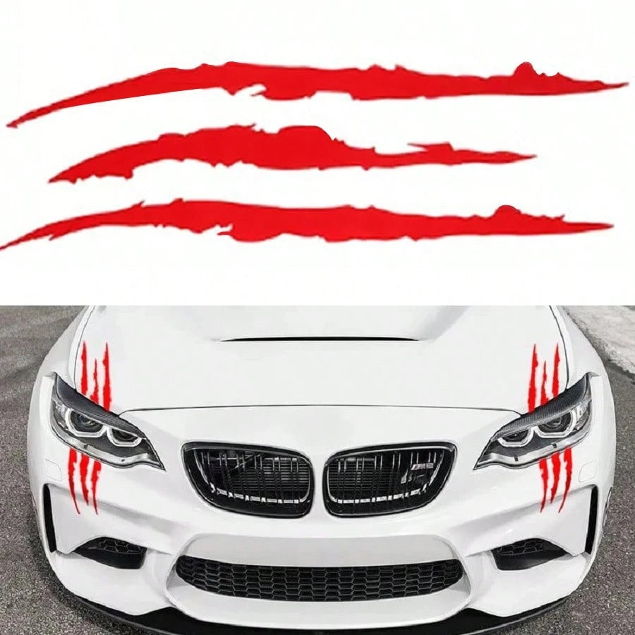 2pcs Car Ghost Claw Stickers, Front Headlight Decorative Claw Stickers, Hood Scratch Light Eyebrow Stickers