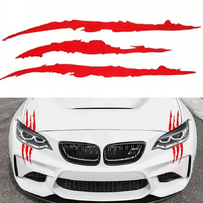 2pcs Car Ghost Claw Stickers, Front Headlight Decorative Claw Stickers, Hood Scratch Light Eyebrow Stickers