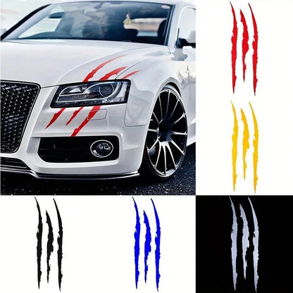 2pcs Car Ghost Claw Stickers, Front Headlight Decorative Claw Stickers, Hood Scratch Light Eyebrow Stickers
