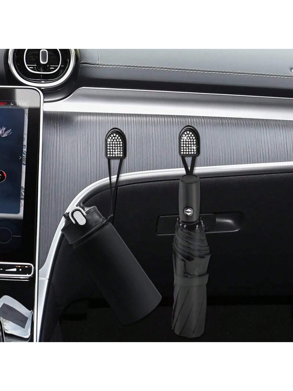 2PCS Car Mini Rhinestone Hooks Car Dashboard Seat Hooks Glittering Rhinestones Car Interior Decoration