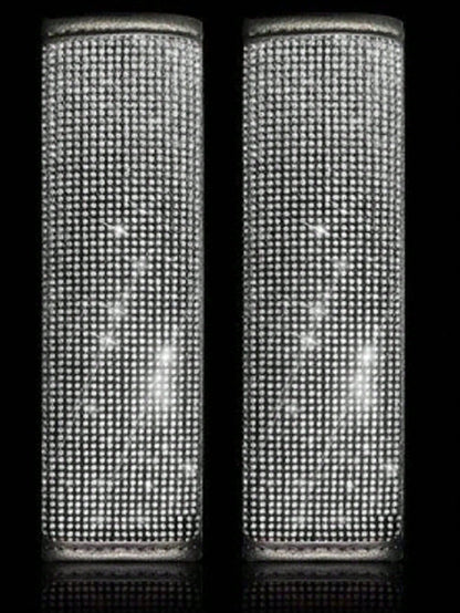 2pcs Car Seat Belt Cover Shoulder Protection Set With Sparkling Rhinestone Leather Seat Belt Cover Suitable For All Cars,Car Accessories