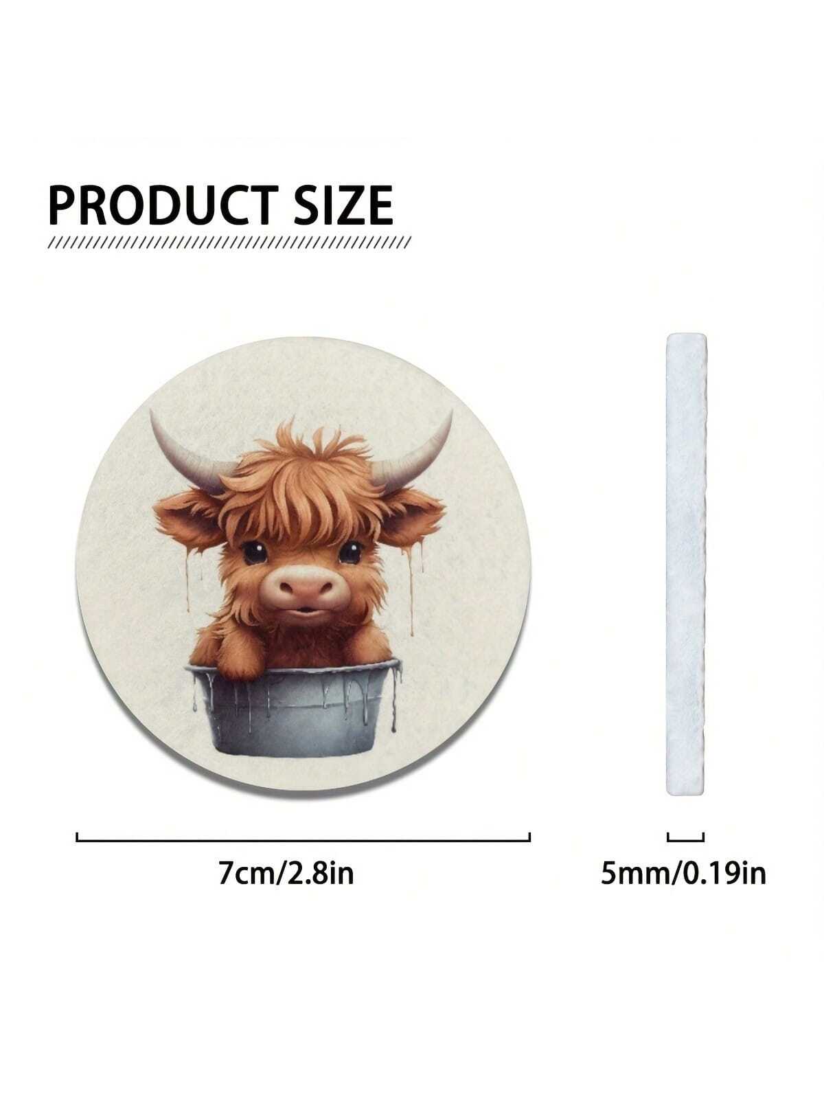 2pcs Cow Water Absorbable Car Cup Holder Coaster Mats- Car Interior Accessories For Women, Cup Coasters For Car Vehicles & Home Desk