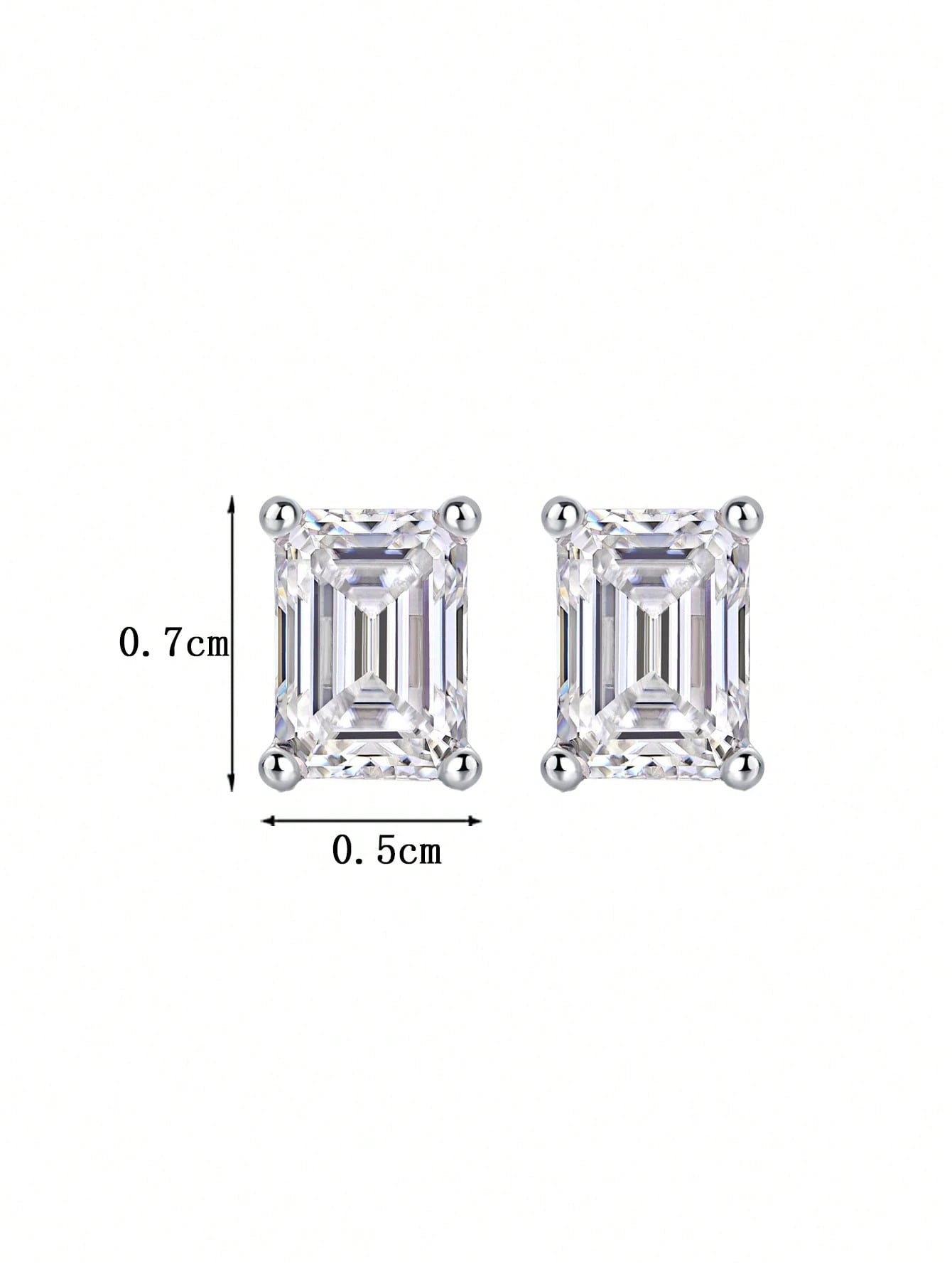 2pcs Elegant 925 Silver 2 Carat Emerald Cut Moissanite Square Stud Earrings, Suitable For Women's Daily Wear, Party, Vacation, Unisex Jewelry Gift For Mother's Day, Wedding Anniversary, Birthday