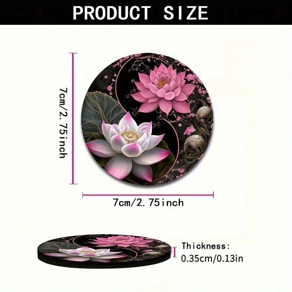 2pcs Elegant Pink & White For Lotus Design Water Absorbent Coasters- Perfect For Car Cup Holders, Home & Office Drink Mats, Durable & Stylish For All Models, Car Cup Holder Accessories