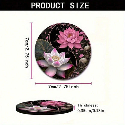 2pcs Elegant Pink & White For Lotus Design Water Absorbent Coasters- Perfect For Car Cup Holders, Home & Office Drink Mats, Durable & Stylish For All Models, Car Cup Holder Accessories