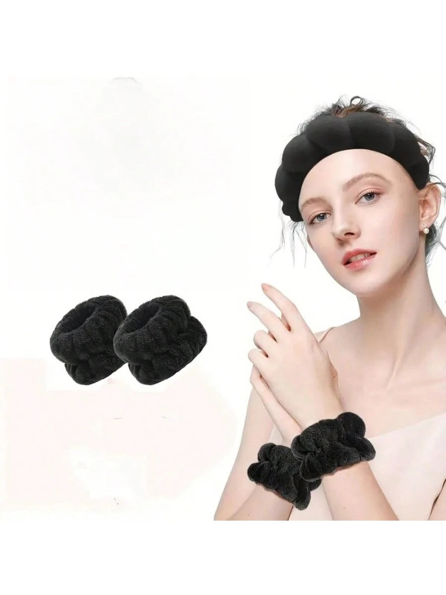 2pcs Facial Wrist Strap Towel, Absorbent Strap Wrist, Washband Face Wash Straps, Reusable Spa Headband Wrist, Microfiber Headband, Wristbands For Women, Facial Make-Up Hairbands Adjustable Elastic, Fo