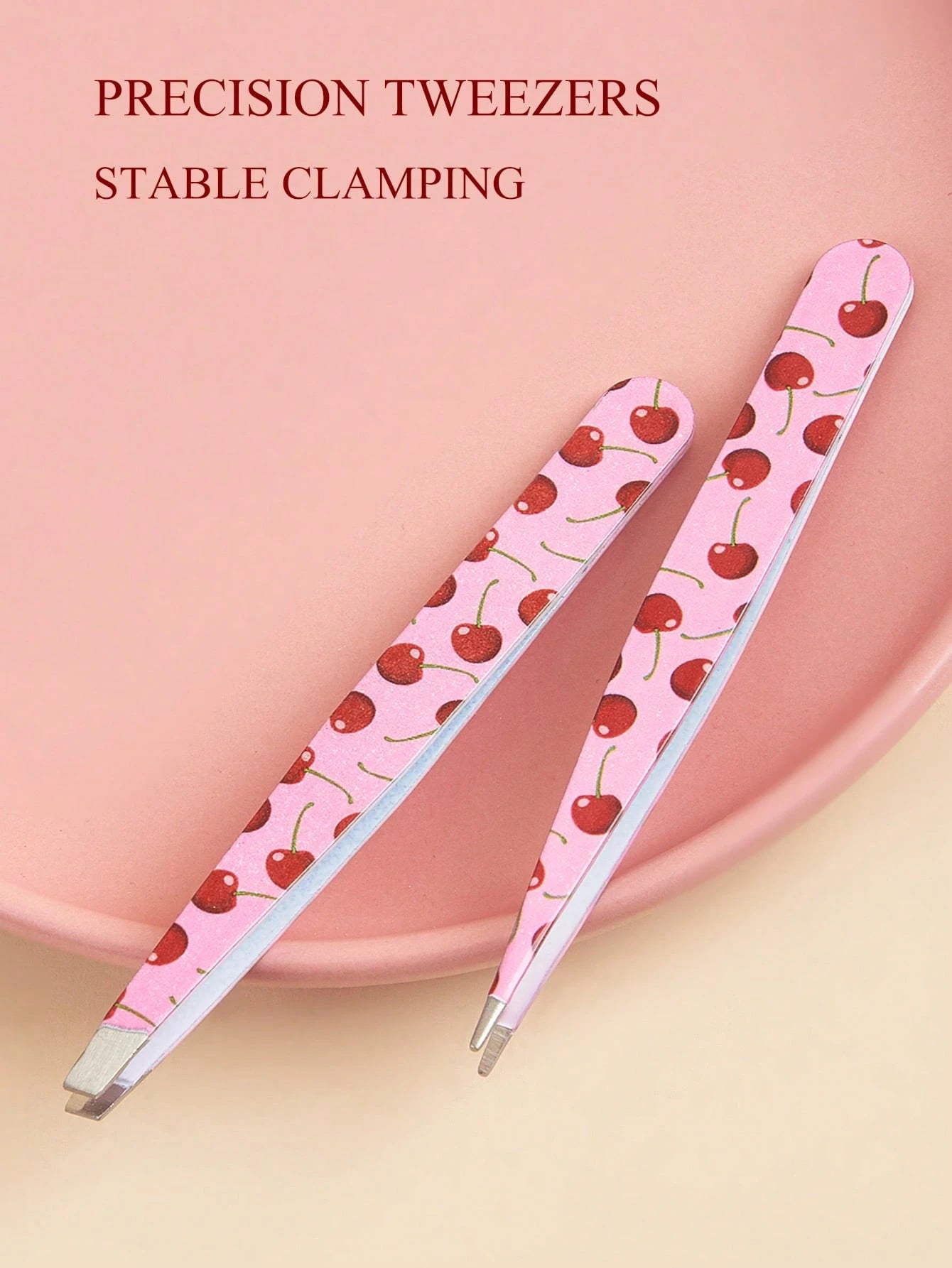2pcs Fruit Print Tweezers, Cute & Practical Eyebrow Grooming Makeup Tool, High-Quality Stainless Steel Eyebrow Plucker, Suitable For Hair Removal, Picking And False Eyelashes, Nail Art Decoration, Eye