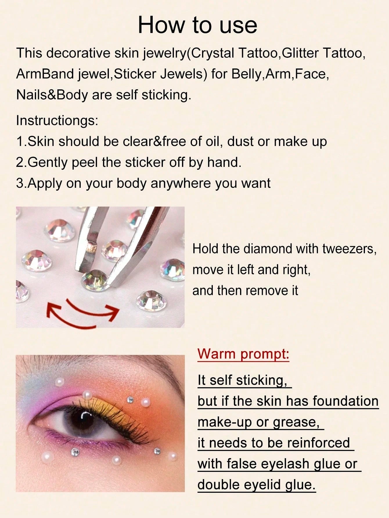 2pcs Gold Shiny Face Gems Stickers, Rave Party Makeup Rhinestone Stickers, Y2K Style Music Festival DIY Eye & Face Jewels, Valentine's Day Gift