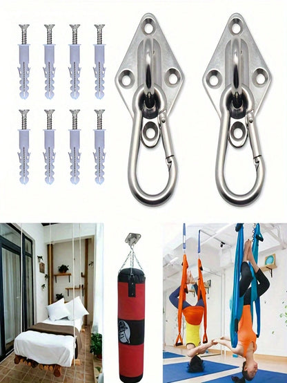 2pcs Heavy Duty Stainless Steel 304 Wall/Ceiling Mounted Hook- Eye Plate Included For Installation Of Stainless Steel Hammock Stand