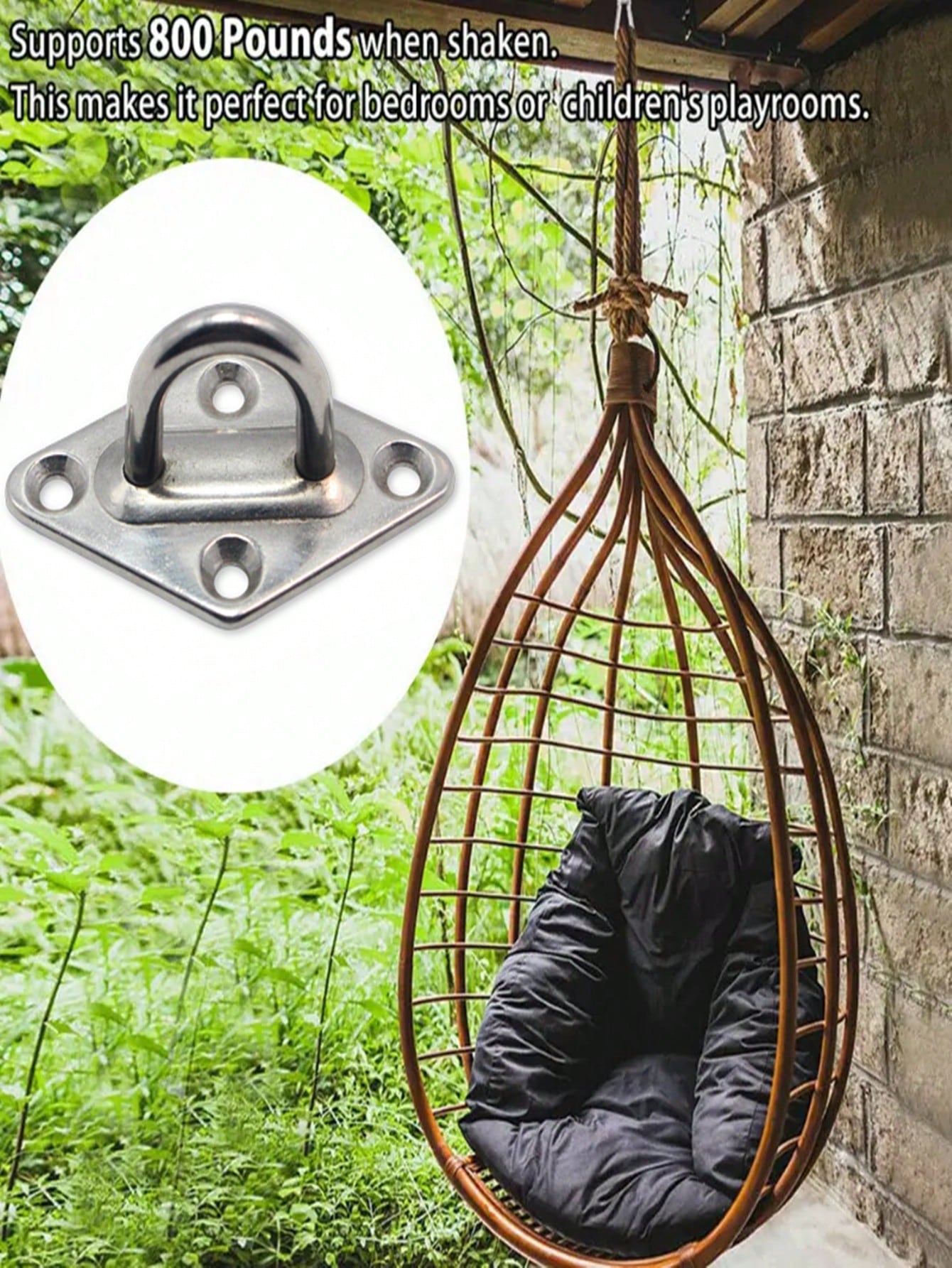 2pcs Heavy Duty Stainless Steel 304 Wall/Ceiling Mounted Hook- Eye Plate Included For Installation Of Stainless Steel Hammock Stand