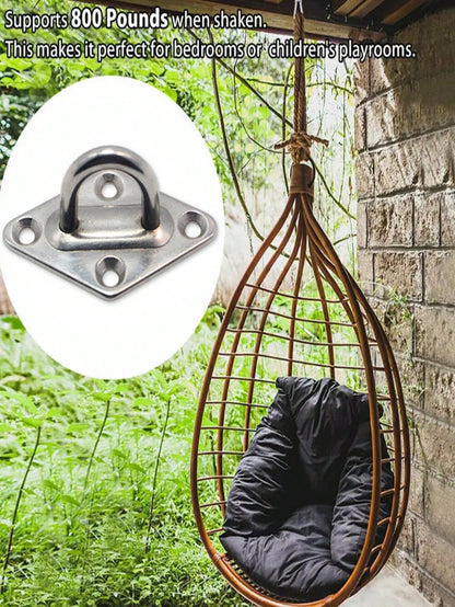 2pcs Heavy Duty Stainless Steel 304 Wall/Ceiling Mounted Hook- Eye Plate Included For Installation Of Stainless Steel Hammock Stand