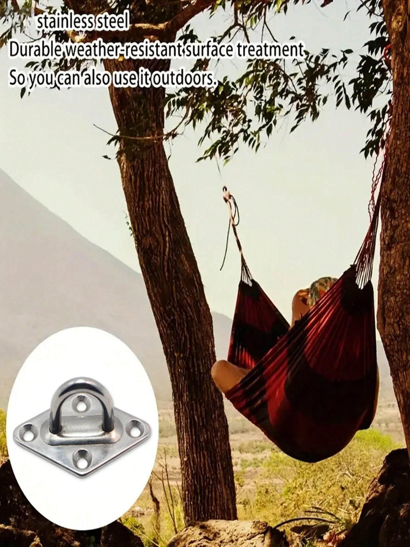 2pcs Heavy Duty Stainless Steel 304 Wall/Ceiling Mounted Hook- Eye Plate Included For Installation Of Stainless Steel Hammock Stand