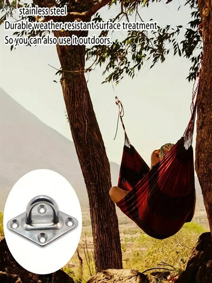 2pcs Heavy Duty Stainless Steel 304 Wall/Ceiling Mounted Hook- Eye Plate Included For Installation Of Stainless Steel Hammock Stand