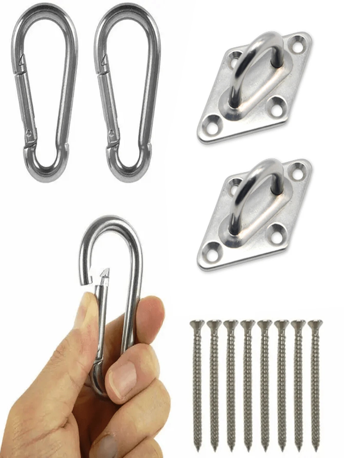 2pcs Heavy Duty Stainless Steel 304 Wall/Ceiling Mounted Hook- Eye Plate Included For Installation Of Stainless Steel Hammock Stand