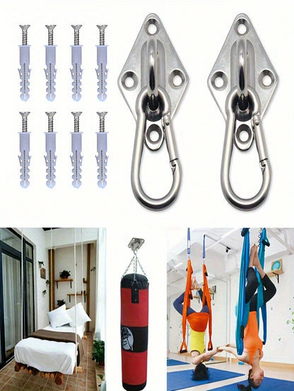 2pcs Heavy Duty Stainless Steel 304 Wall/Ceiling Mounted Hook- Eye Plate Included For Installation Of Stainless Steel Hammock Stand