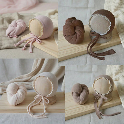 2pcs Newborn Photography Wrap Set With Lace Hat – Soft Stretchy Baby Photo Props For Infant Girls And Boys Baby Shower Party Gift Newborn Essentials