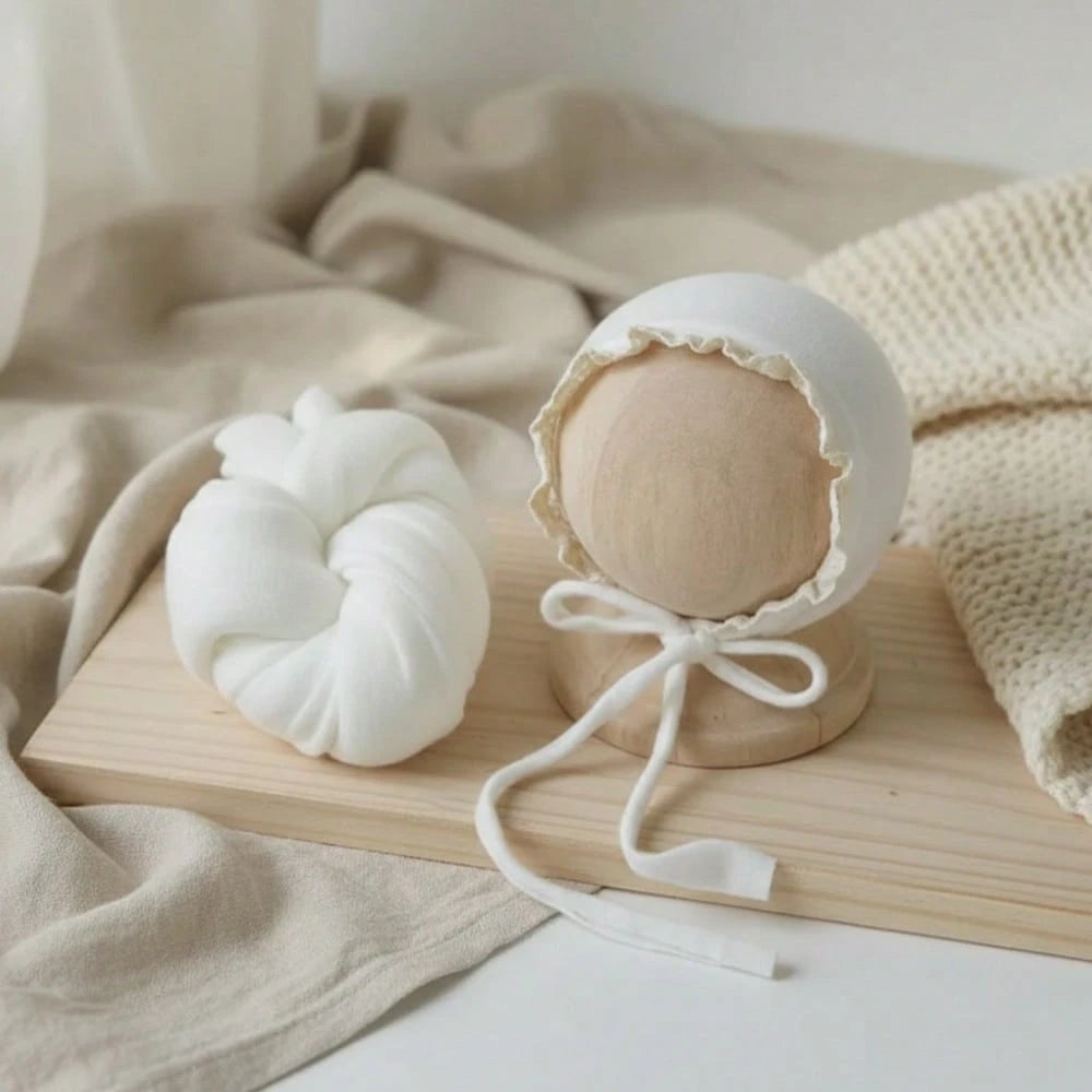 2pcs Newborn Photography Wrap Set With Lace Hat – Soft Stretchy Baby Photo Props For Infant Girls And Boys Baby Shower Party Gift Newborn Essentials