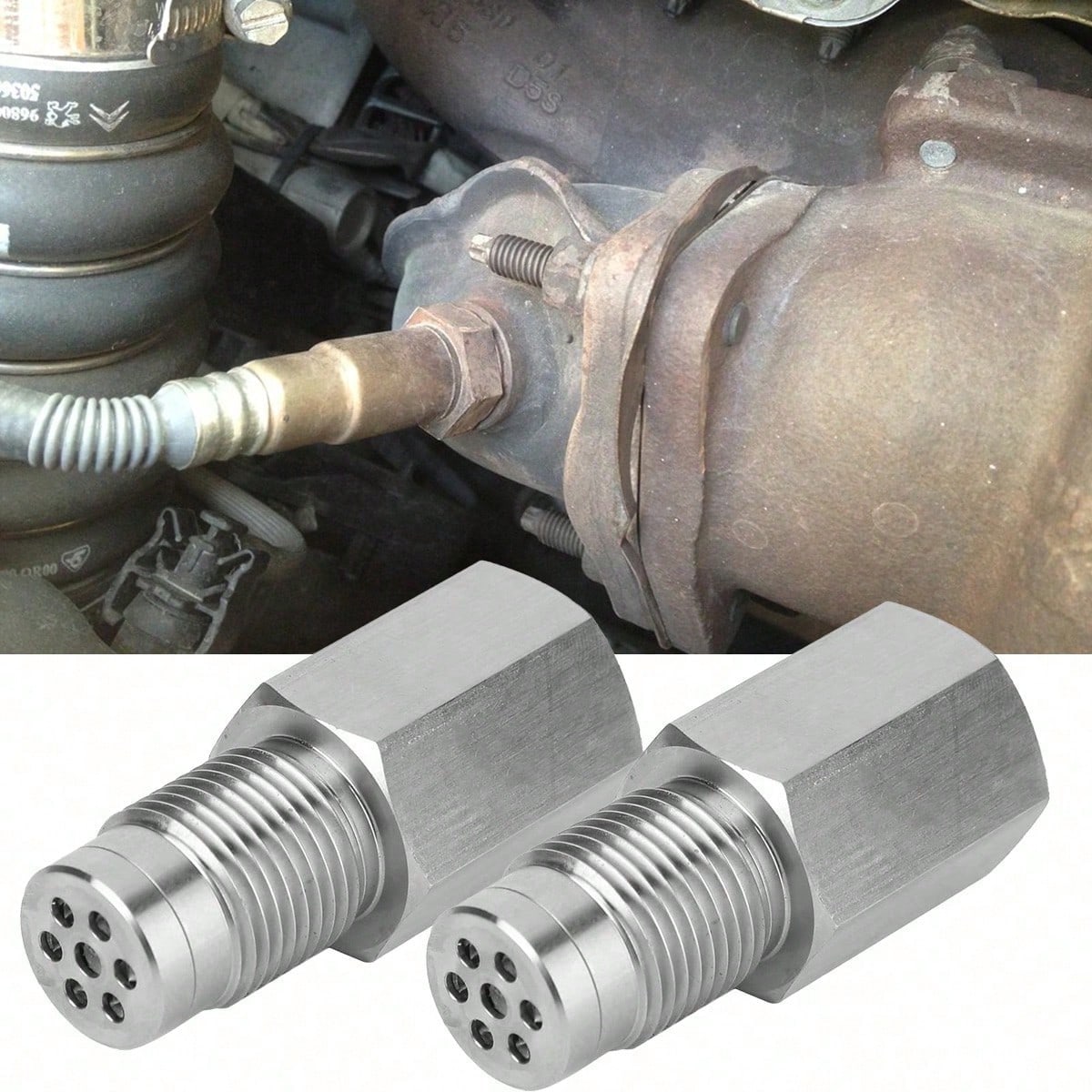 2pcs Oxygen Sensor Filter Adapter- New Stainless Steel Extension Pipe Fitting- Car Extension Screw,Universal Automotive Repair Tool Accessory