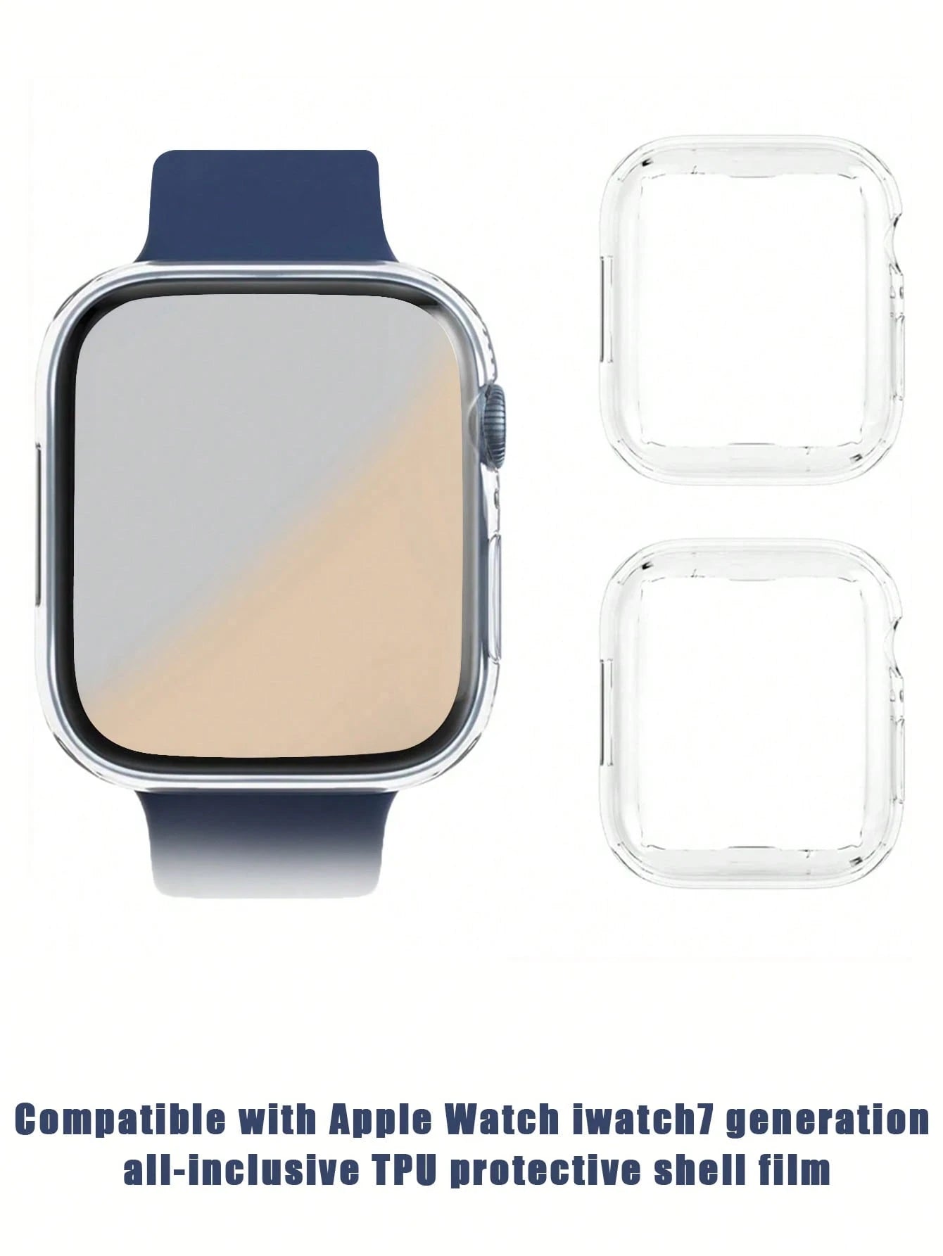 2pcs/Pack Transparent Tpu Full Coverage Watch Case & Screen Protector Compatible With Apple Watch Series 7 (38mm/40mm/41mm/42mm/44mm/45mm)
