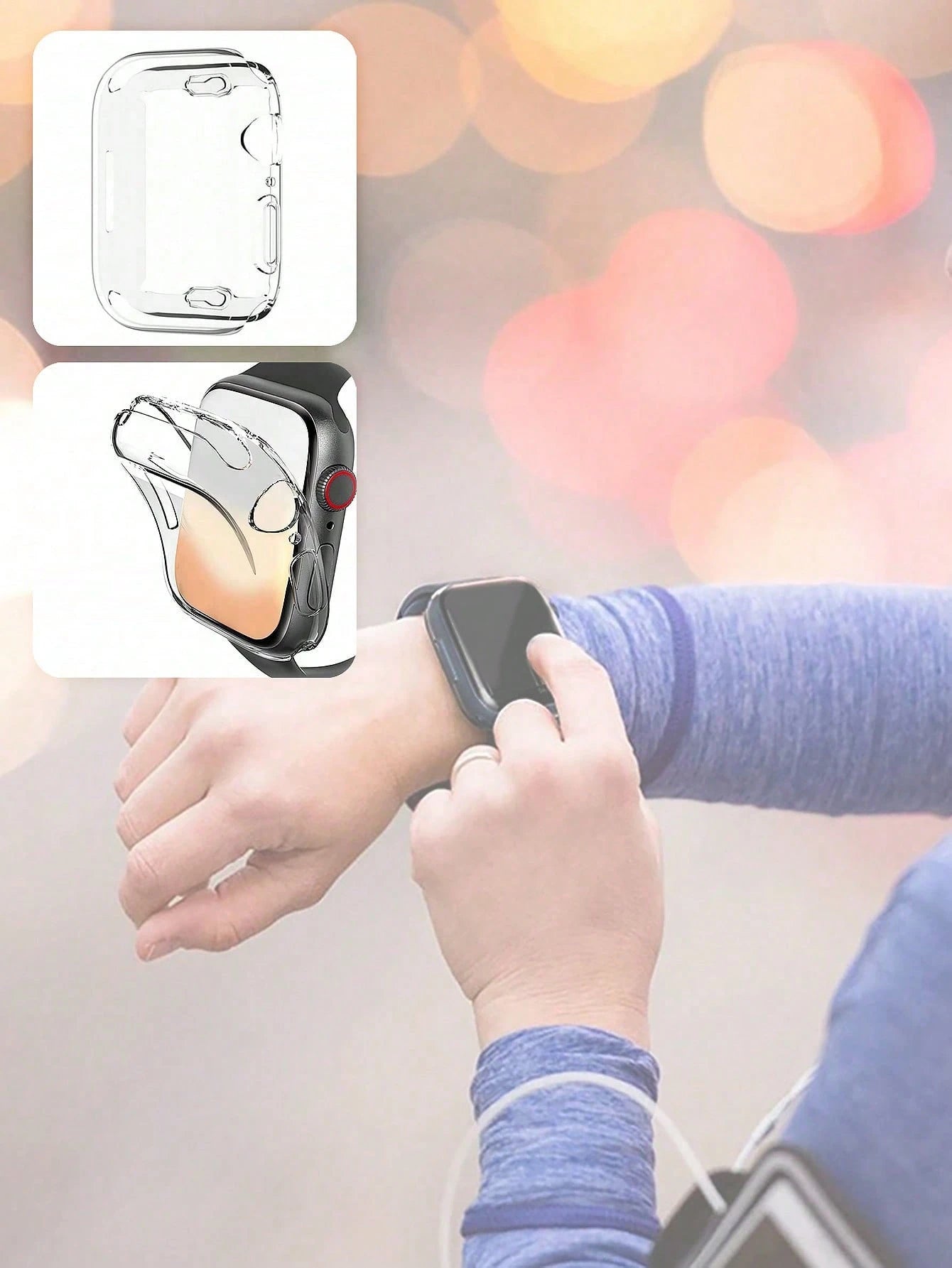 2pcs/Pack Transparent Tpu Full Coverage Watch Case & Screen Protector Compatible With Apple Watch Series 7 (38mm/40mm/41mm/42mm/44mm/45mm)