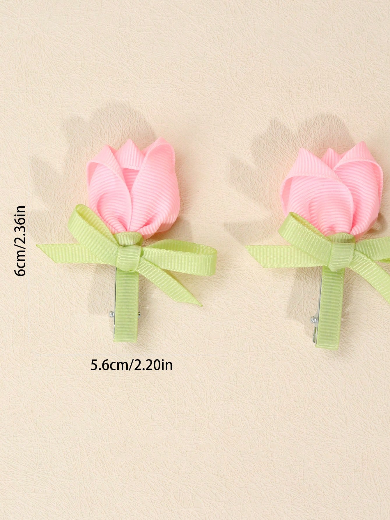 2pcs Pink Flower Hair Clips, Elegant Tulip Flower Alligator Clips, Cute Flower Hair Pins, Satin Ribbon Hair Clips, Girls Daily Hair Accessories, Kids Baby Hair Decorations, Valentine's Heart Hair Clip