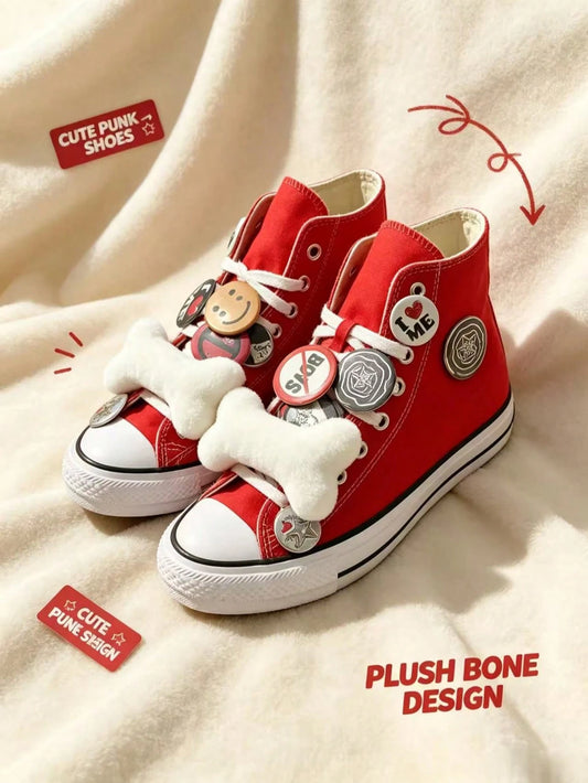 2Pcs Plush Bone Shoe Charms Set- Y2K Style DIY Sneaker Accessories, Secure Lace-Up Decorations For Streetwear & Gen-Z Fashion Lovers