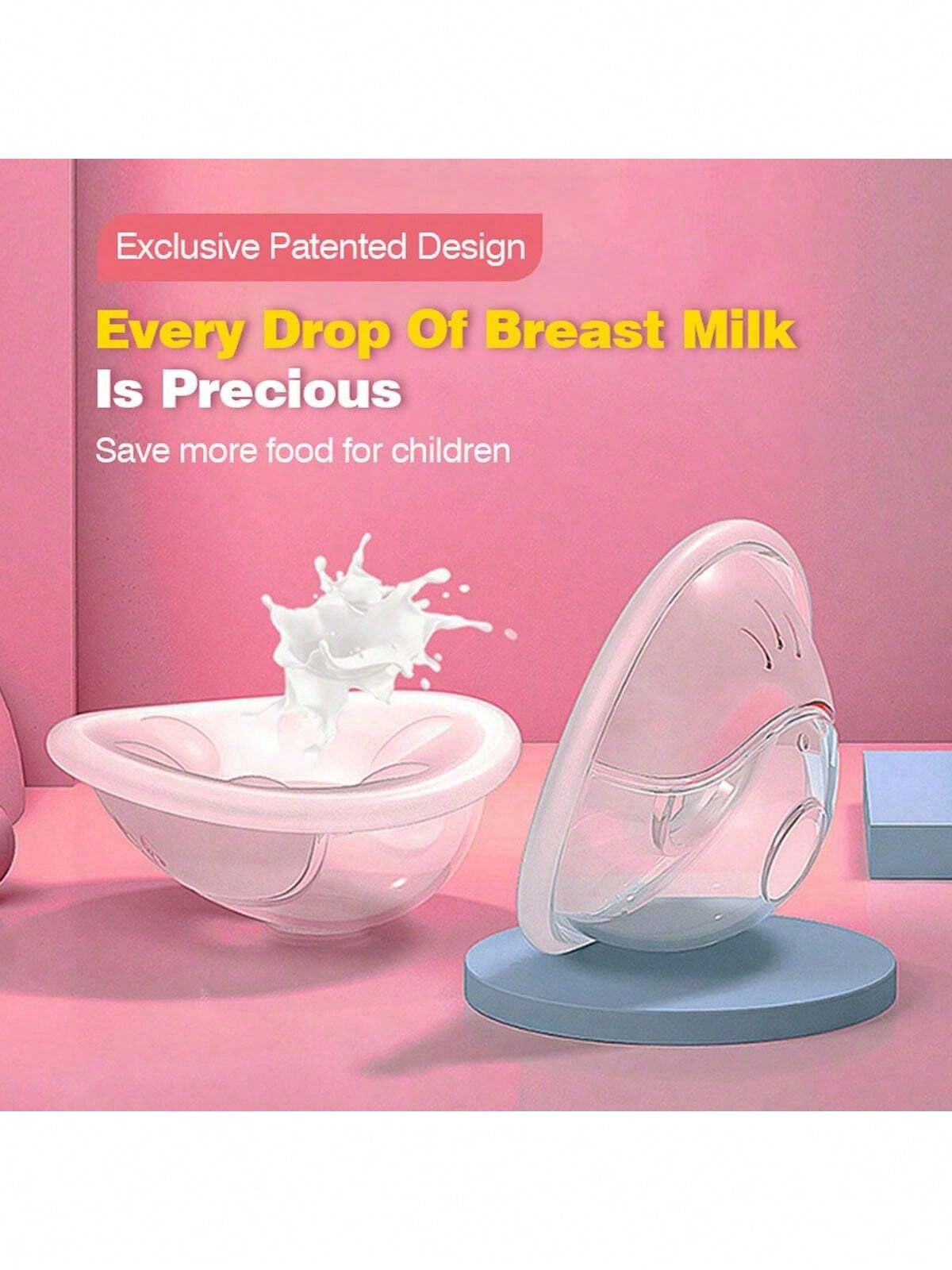 2pcs Portable Non-Overflow Hand-Free Breast Milk Collectors With Soft Synthetic Rubber Surface For Easy Expression And Leak-Proof Storage