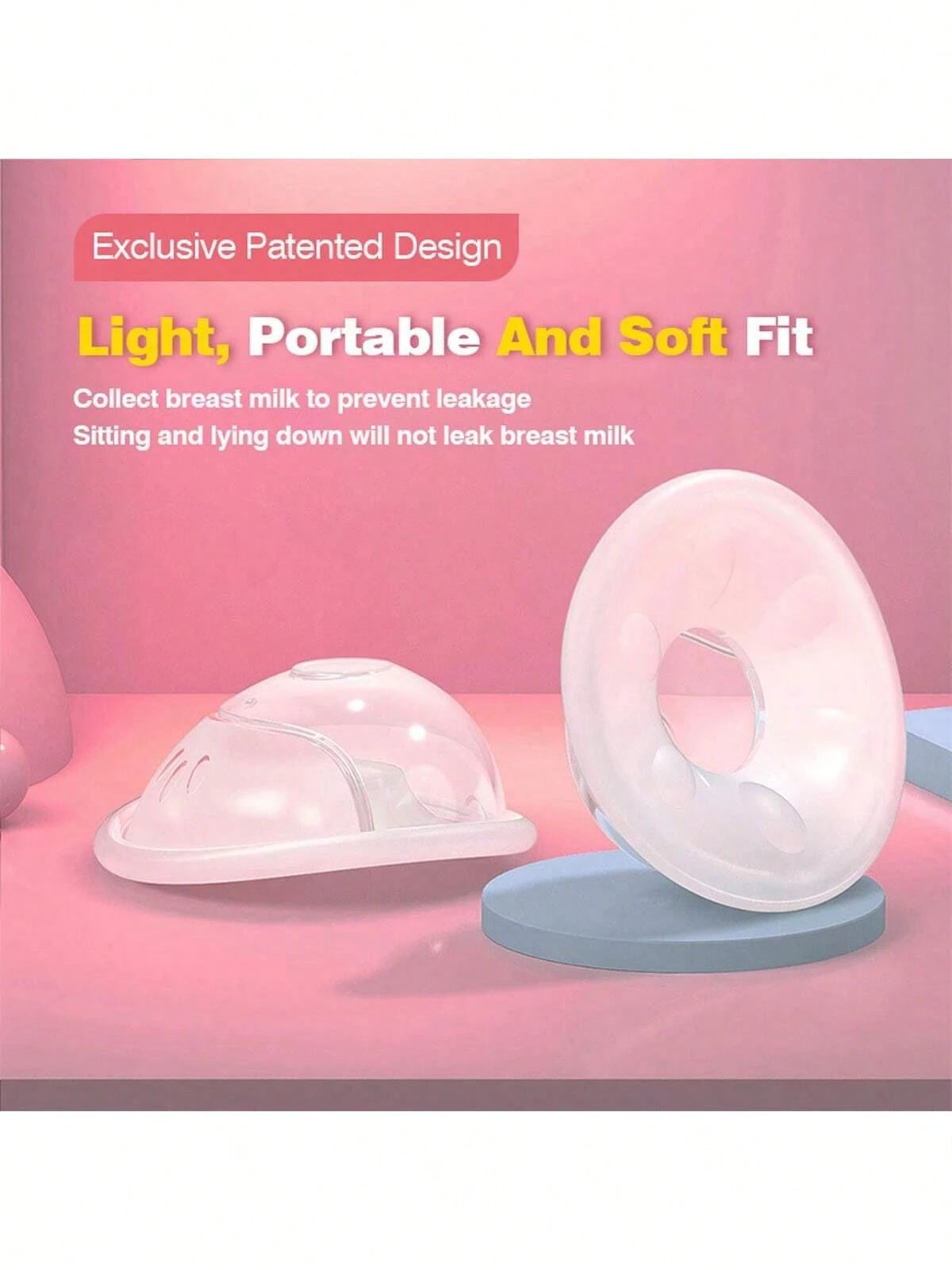 2pcs Portable Non-Overflow Hand-Free Breast Milk Collectors With Soft Synthetic Rubber Surface For Easy Expression And Leak-Proof Storage