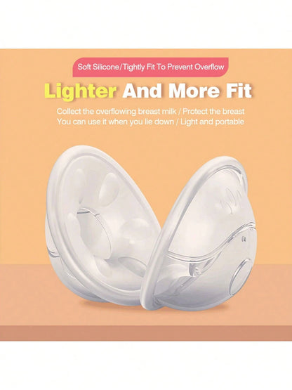 2pcs Portable Non-Overflow Hand-Free Breast Milk Collectors With Soft Synthetic Rubber Surface For Easy Expression And Leak-Proof Storage