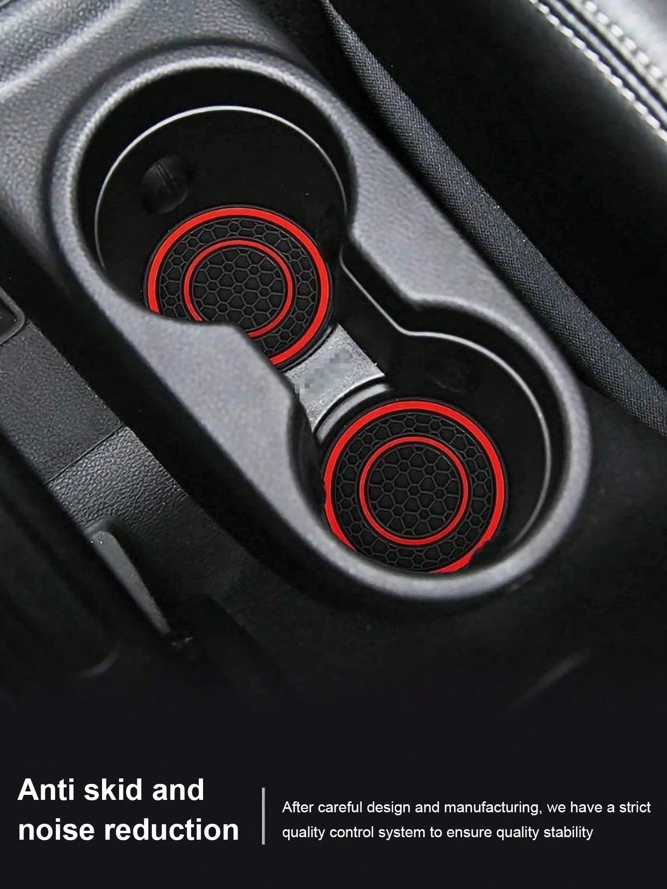 2pcs Premium Anti-Slip Silicone Center Console Pad, Size 2.75 Ft (Approx. 8.4 M)- High Quality Rubber Material, Dust-Proof, Red And Black Color- Perfectly Protect Your Car Interior