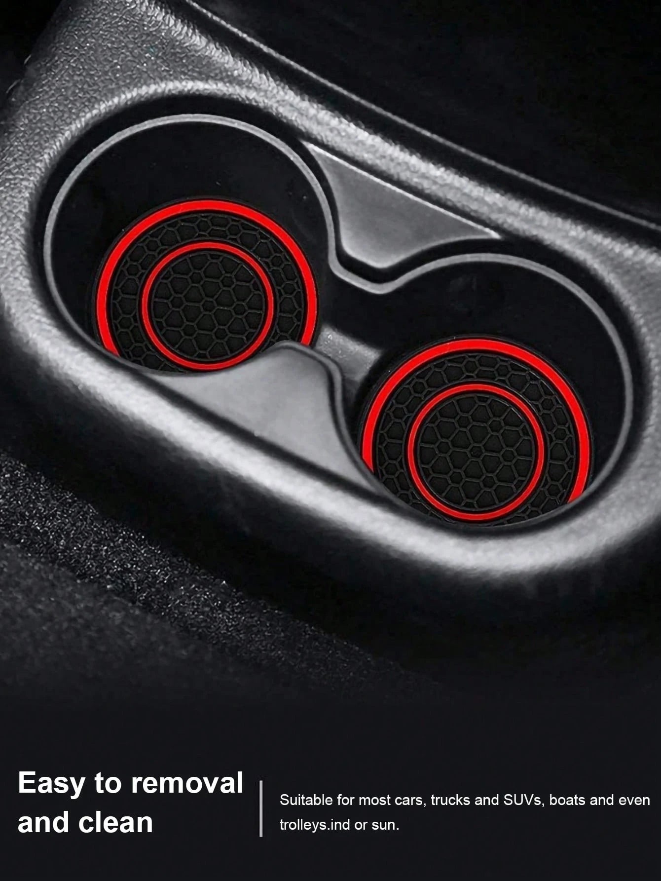2pcs Premium Anti-Slip Silicone Center Console Pad, Size 2.75 Ft (Approx. 8.4 M)- High Quality Rubber Material, Dust-Proof, Red And Black Color- Perfectly Protect Your Car Interior