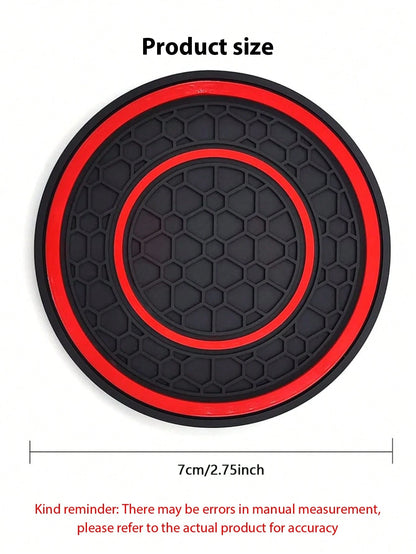 2pcs Premium Anti-Slip Silicone Center Console Pad, Size 2.75 Ft (Approx. 8.4 M)- High Quality Rubber Material, Dust-Proof, Red And Black Color- Perfectly Protect Your Car Interior