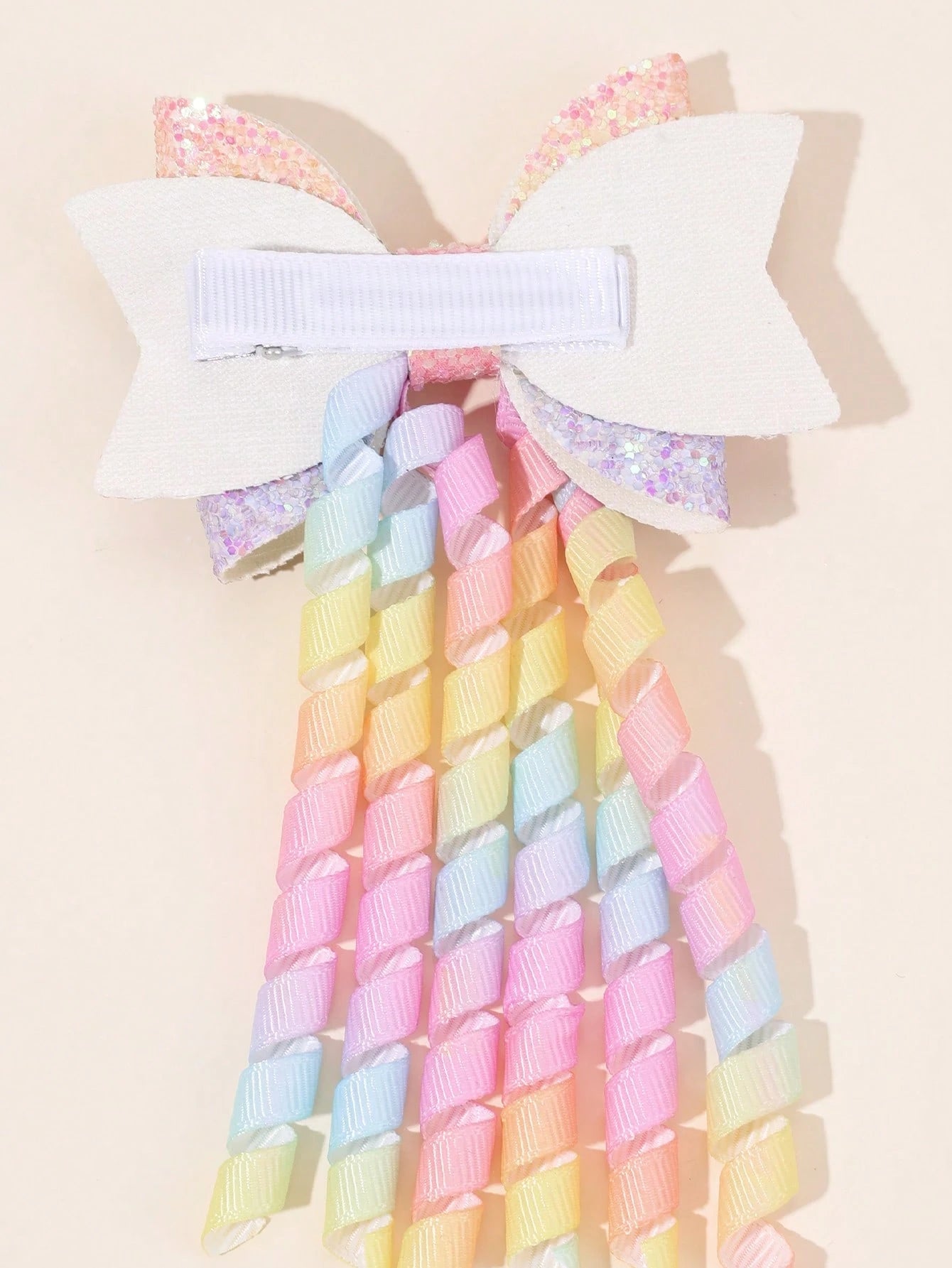 2pcs Rainbow Curly Hair Clips, Suitable For Baby Girls, Ombre Curly Bow Design, Alligator Clips, Delicate Elegant Hair Accessories, Toddler Girls Bow Hair Clips, Random Gradient Children Infant Hair D