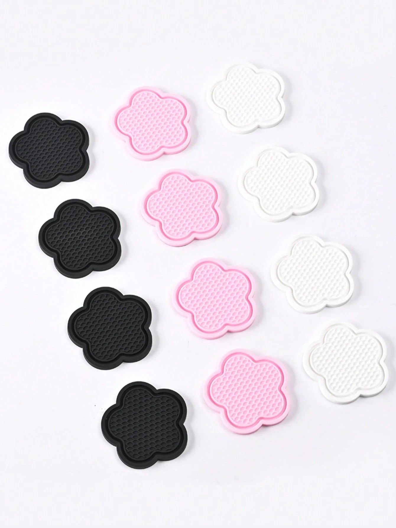 2pcs Rhinestone Flower Shaped Car Cup Holder Silicone Non-Slip Mat, Interior Accessory Cup Pad, Car Door Slot Mat Decoration, Home Office Non-Slip Pad