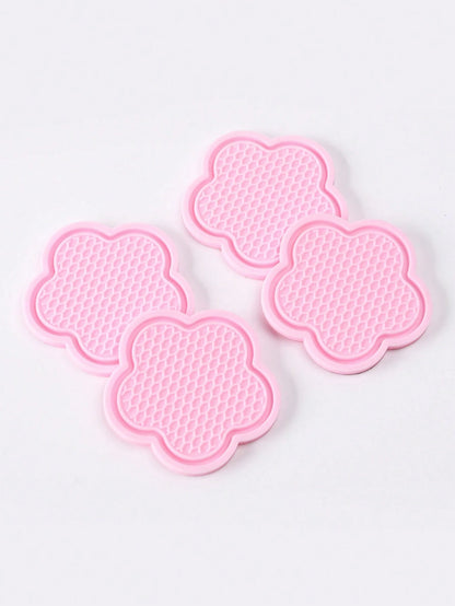 2pcs Rhinestone Flower Shaped Car Cup Holder Silicone Non-Slip Mat, Interior Accessory Cup Pad, Car Door Slot Mat Decoration, Home Office Non-Slip Pad