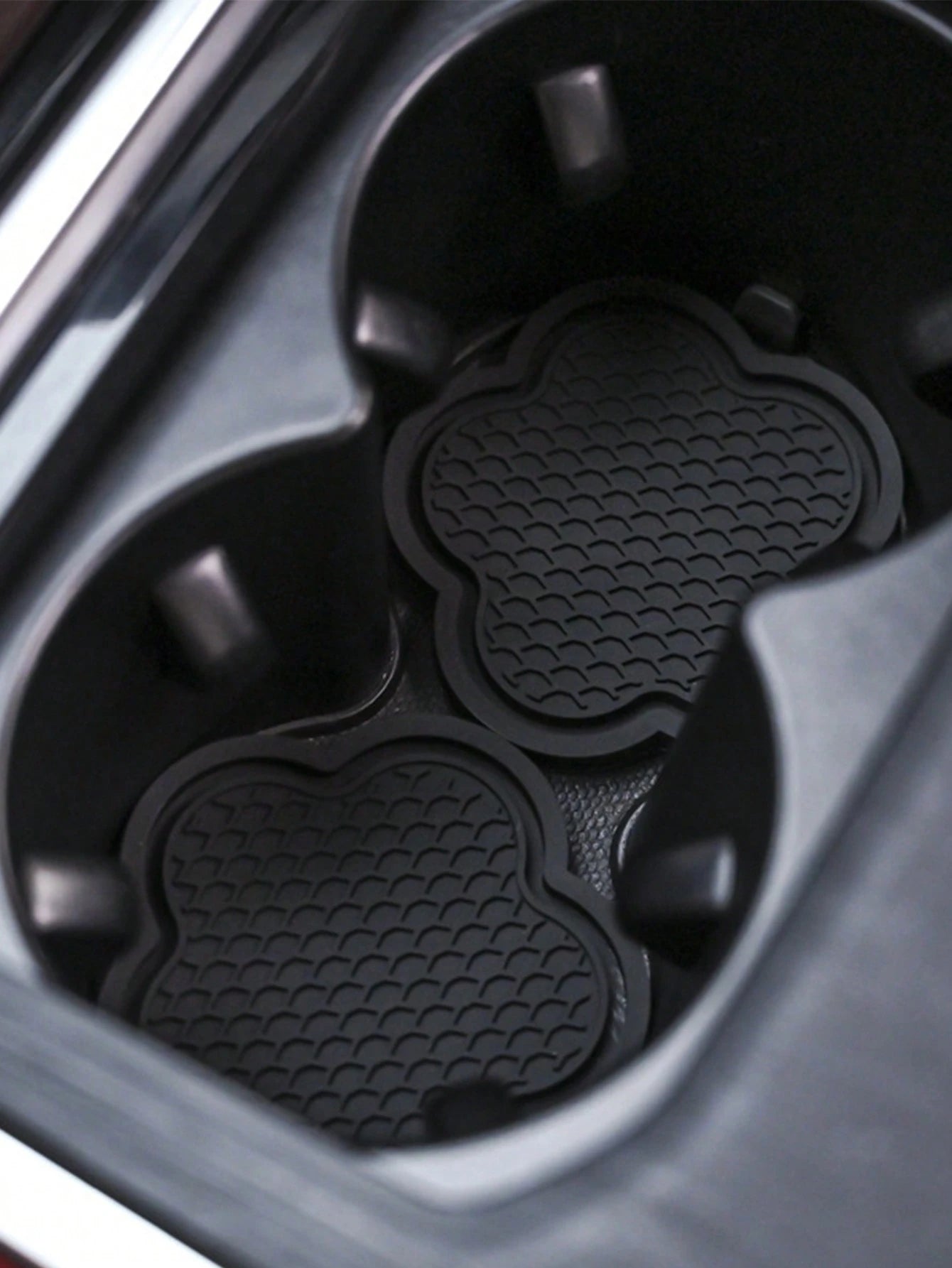 2pcs Rhinestone Flower Shaped Car Cup Holder Silicone Non-Slip Mat, Interior Accessory Cup Pad, Car Door Slot Mat Decoration, Home Office Non-Slip Pad