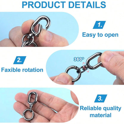 2pcs Rotating Clasp, Double-Ended Rotating Spring Clasp Hook Metal Rotating Clasp Carabiner With Spring O-Ring, Suitable For Key Chain, Bag, Wallet, Lanyard DIY Crafts