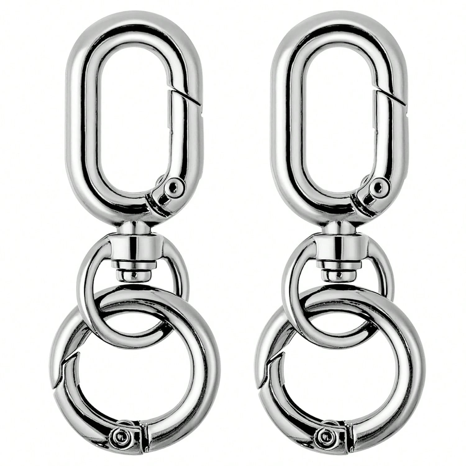 2pcs Rotating Clasp, Double-Ended Rotating Spring Clasp Hook Metal Rotating Clasp Carabiner With Spring O-Ring, Suitable For Key Chain, Bag, Wallet, Lanyard DIY Crafts