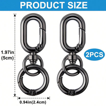 2pcs Rotating Clasp, Double-Ended Rotating Spring Clasp Hook Metal Rotating Clasp Carabiner With Spring O-Ring, Suitable For Key Chain, Bag, Wallet, Lanyard DIY Crafts