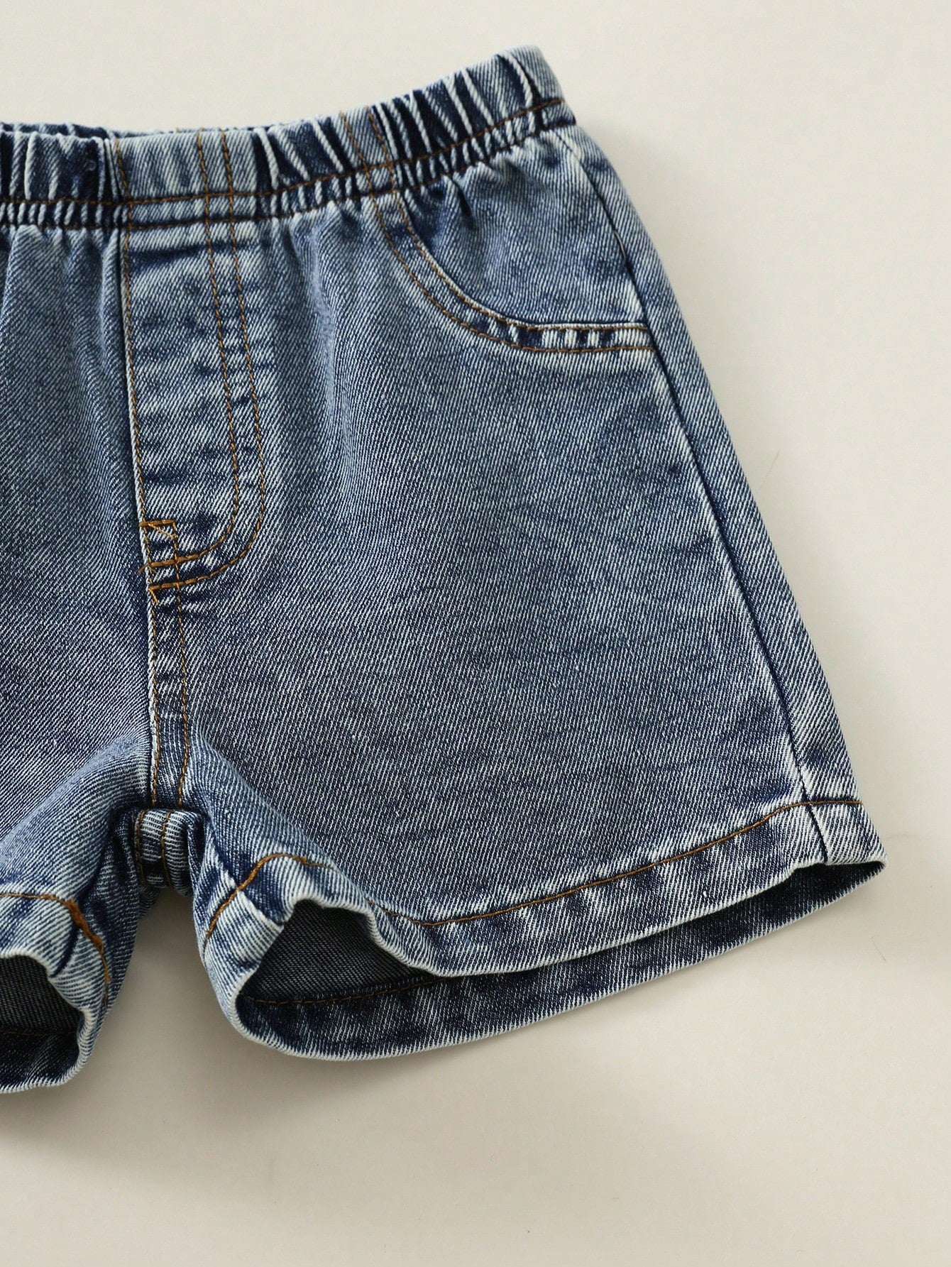 2pcs/Set Baby Boy Baby Girl Summer Casual Cute Face Print Pattern Short Sleeve Loose T-Shirt Cute Top Blue Denim Shorts Set Denim Set Cute Set T-Shirt Set Holiday Set