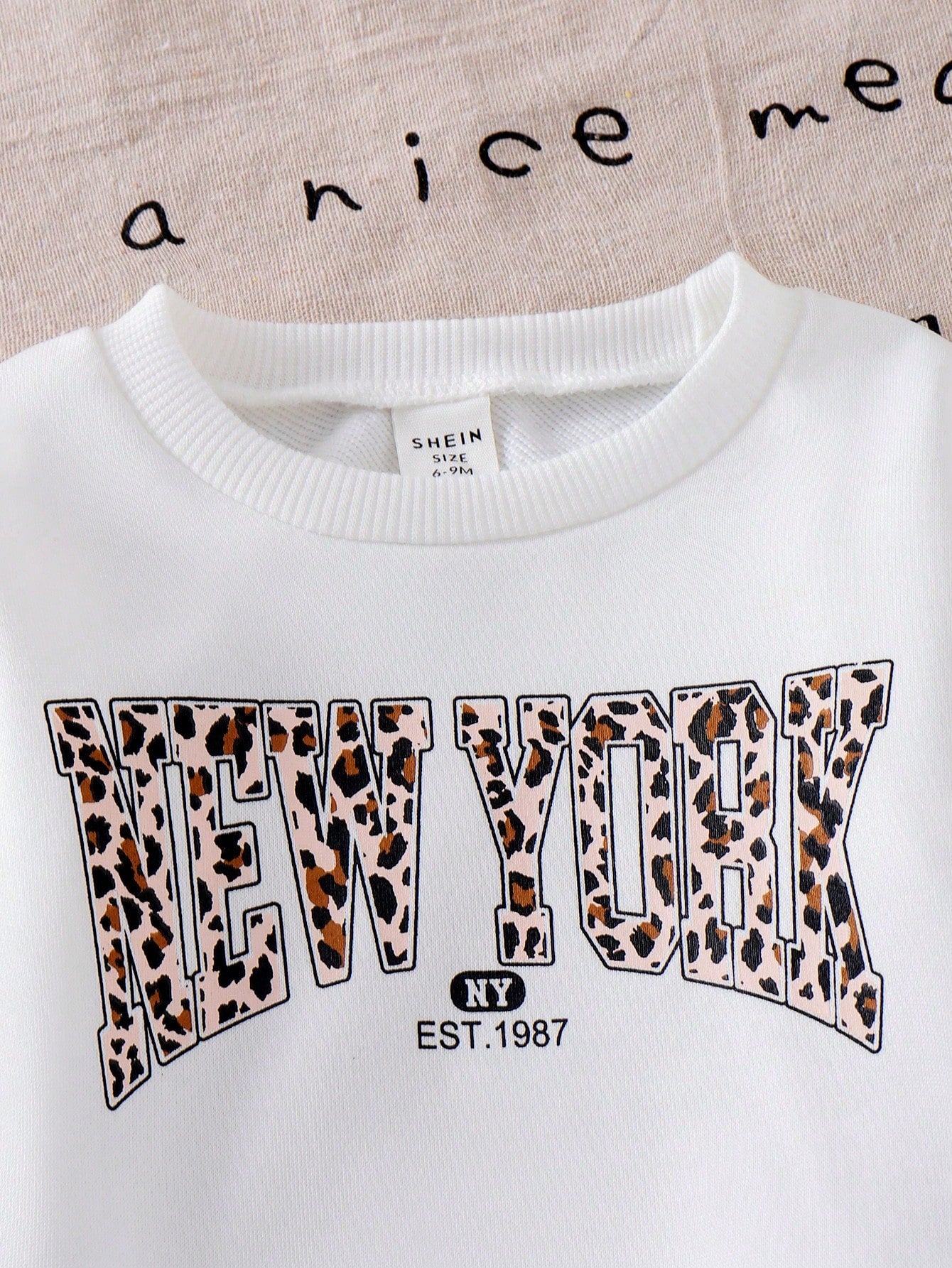 2pcs/Set Baby Girls Cute White Autumn Outfit,Long Sleeve Bowknot Leopard Print Sweatshirt And Flare Pants Set,Knit Casual Matching Family Gift Wear