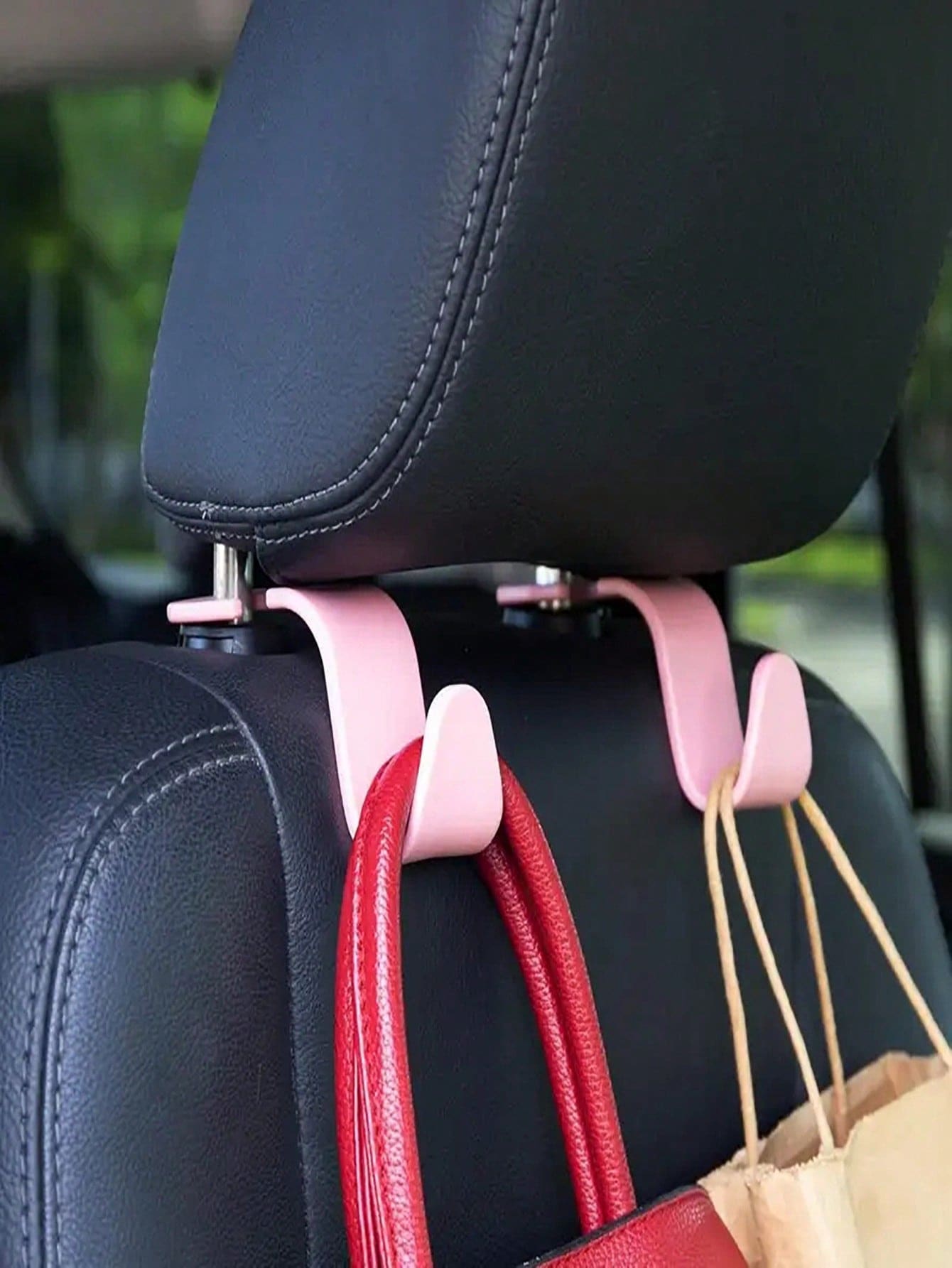 2pcs Set Car Seat Back Hooks With Rhinestone Decoration, Multi-Functional Hidden Car Interior Hooks