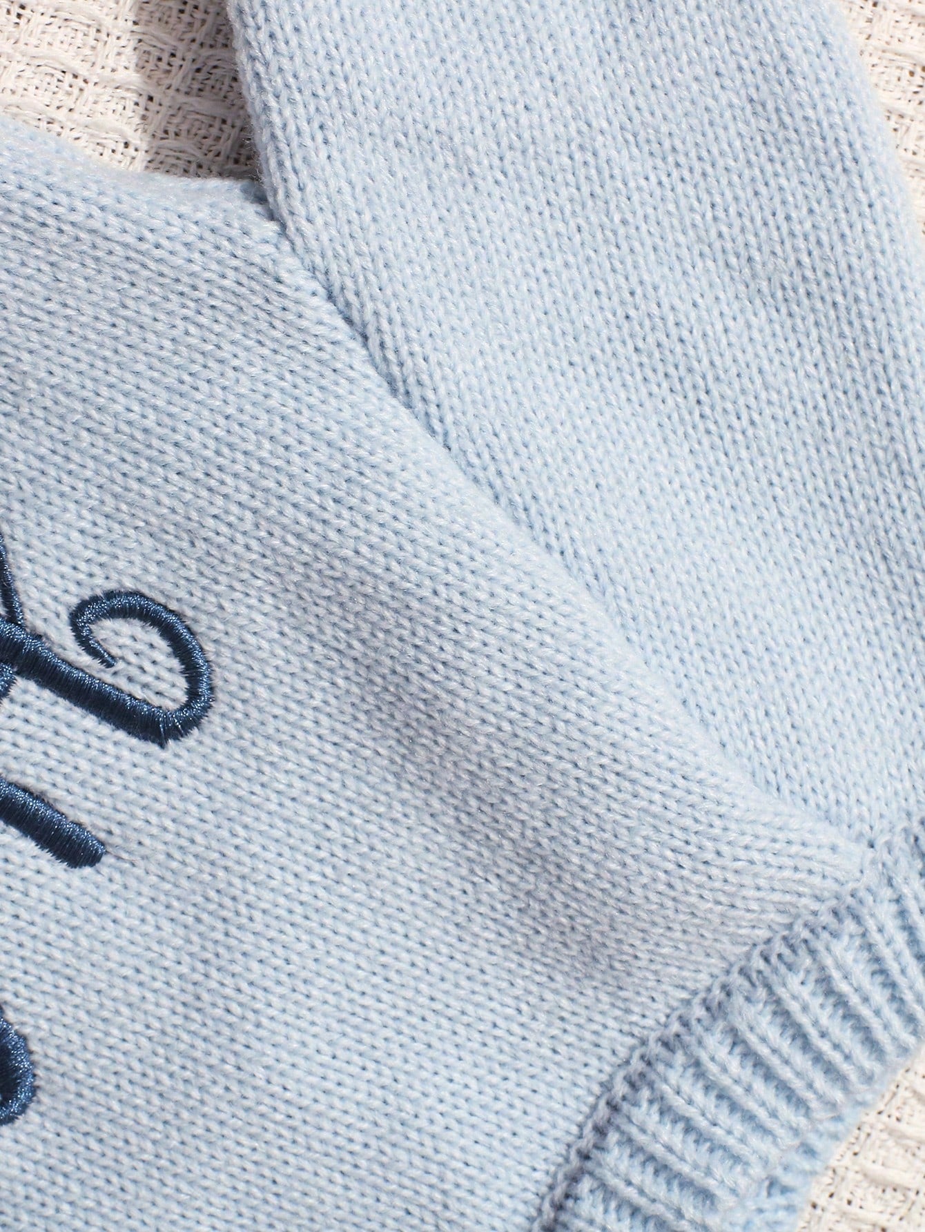 2Pcs Set Hello I'm Here Funny Graphic Embroidery Newborn Photography Outfits Knitting Aqua Blue Romper Jumpsuit Hat Infant Photo Shoot Summer Props